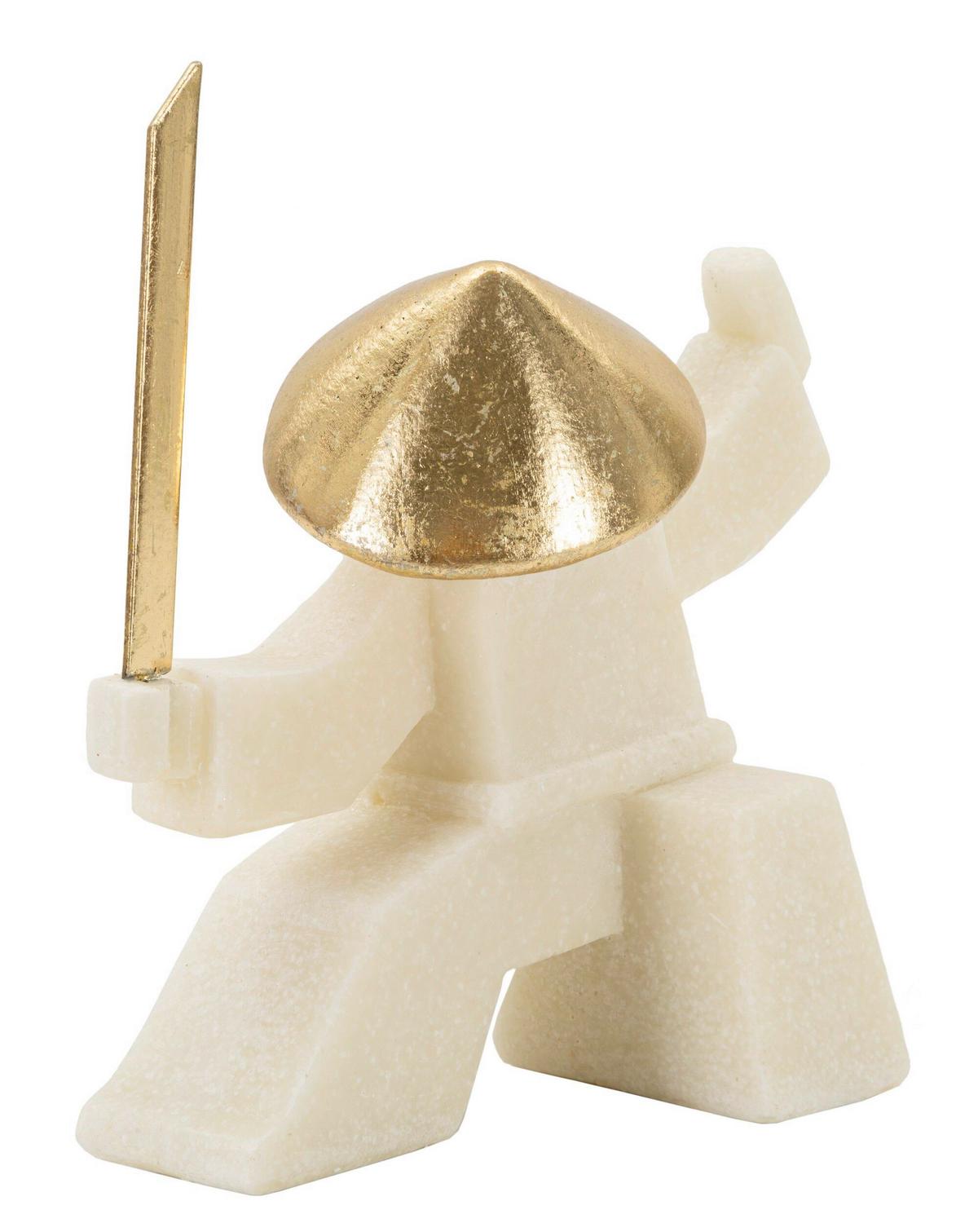 Skulptur Kunststoff/metall, Weiß/gold - Basics, Kunststoff/Metall (17/18.5/7.5cm)