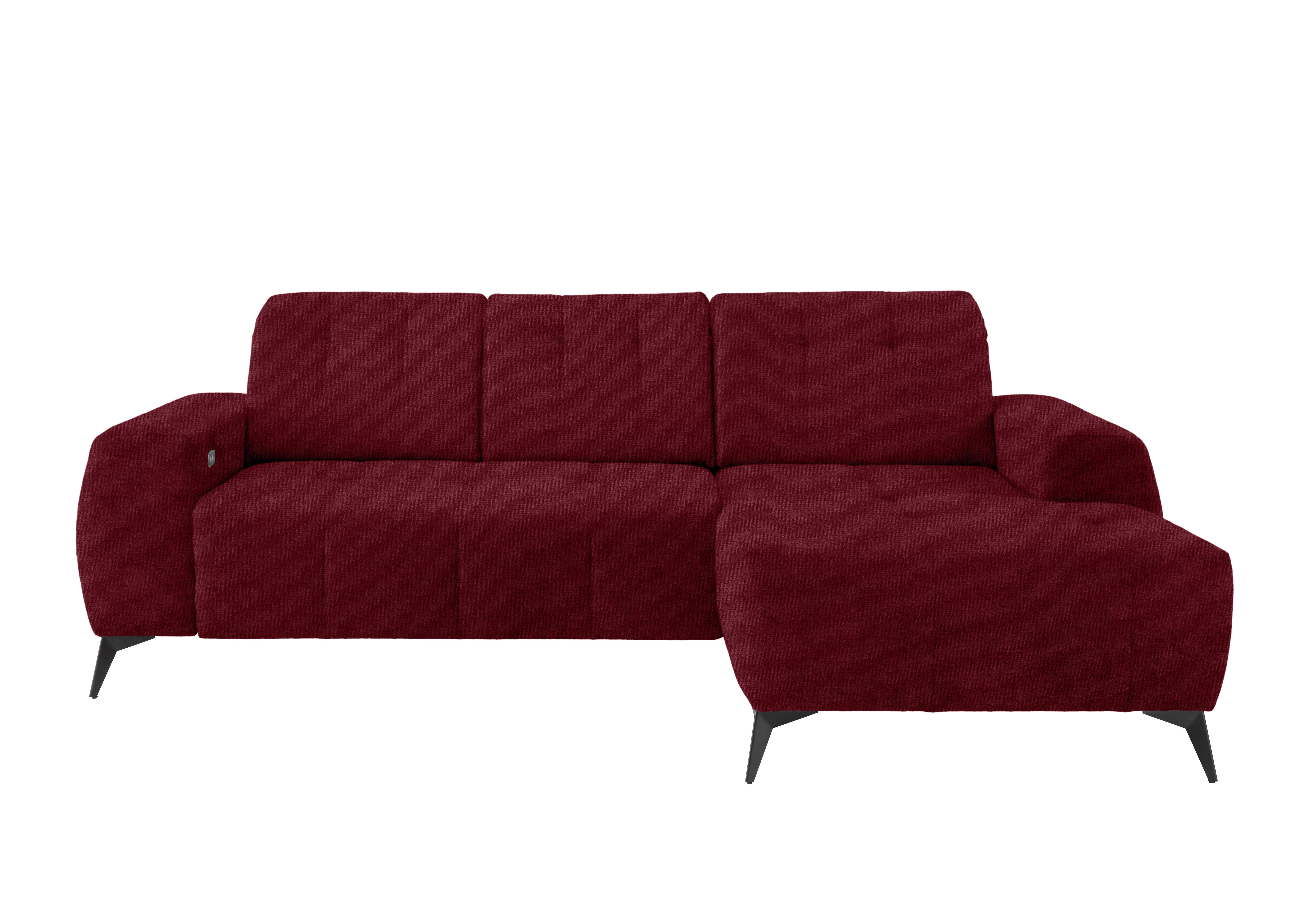 Ecksofa mit USB-Anschluss Sano, Bordeaux, S: 258x180 cm - Bordeaux/Schwarz, MODERN, Textil (258/180cm) - Livetastic