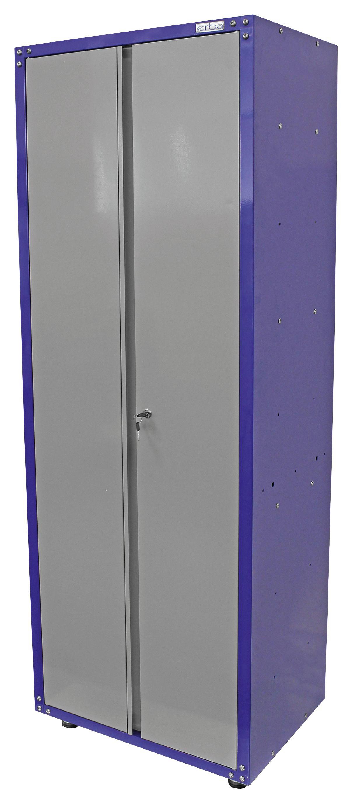 Werkstattschrank 2-türig 67 cm Grau/blau - Blau/Grau, KONVENTIONELL, Metall (67/184/46,5cm) - Erba