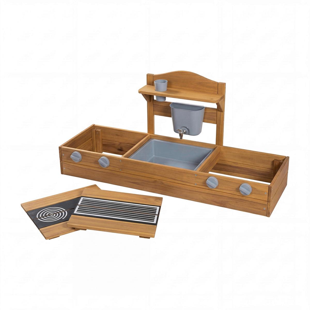 Balkonsandkasten natur - Teakfarben, Basics, Holz/Kunststoff (116/54/37cm)