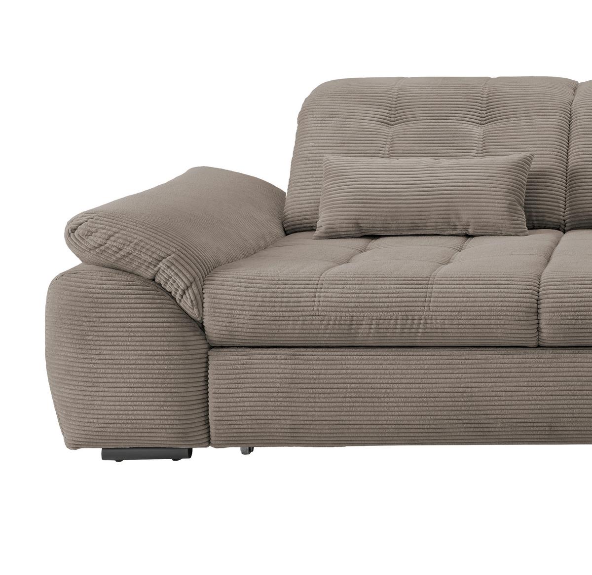 Ecksofa mit Bettkasten Rigatti Graubraun S: 314x184cm - Graubraun/Schwarz, MODERN, Textil (314/184cm) - Livetastic
