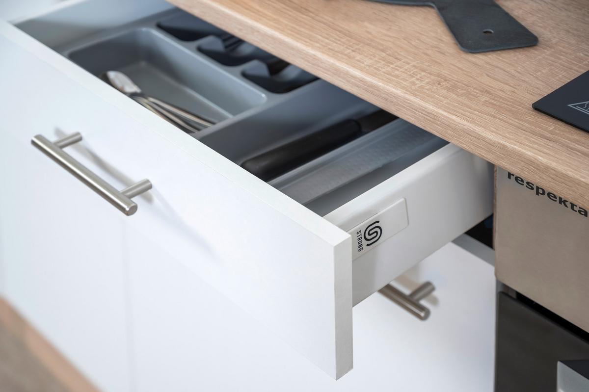 Eckküche 280x172 cm Weiß/Eiche Dekor Modern - Eichefarben/Weiß, Basics, Holzwerkstoff (280/172cm) - Respekta