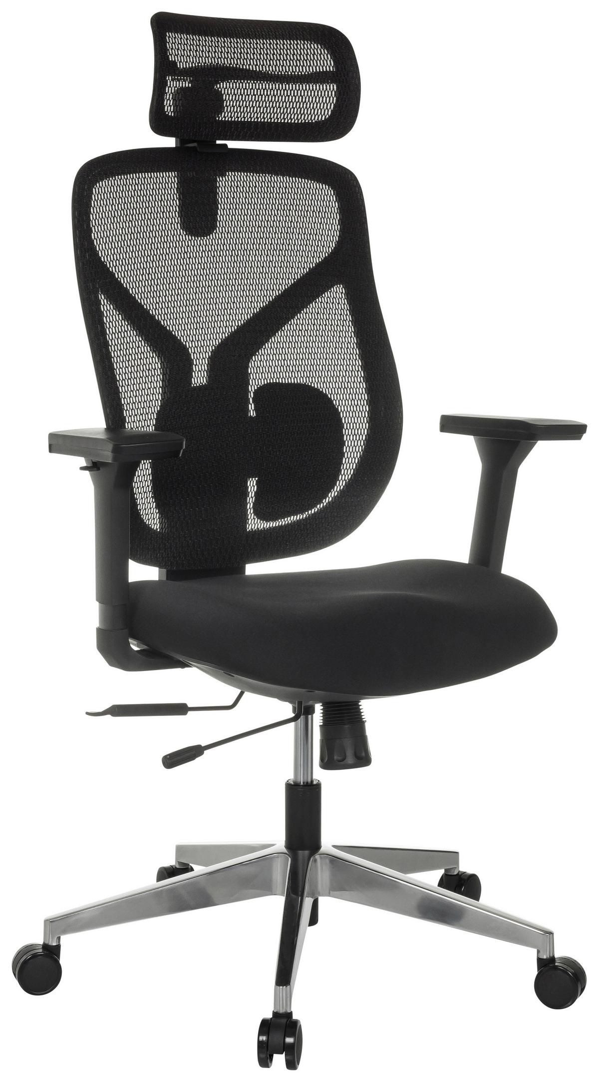 Drehstuhl Cassilis B Schwarz B: 70 Cm - Silberfarben/Schwarz, MODERN, Kunststoff/Textil (70/123 - 146/65cm) - MID.YOU