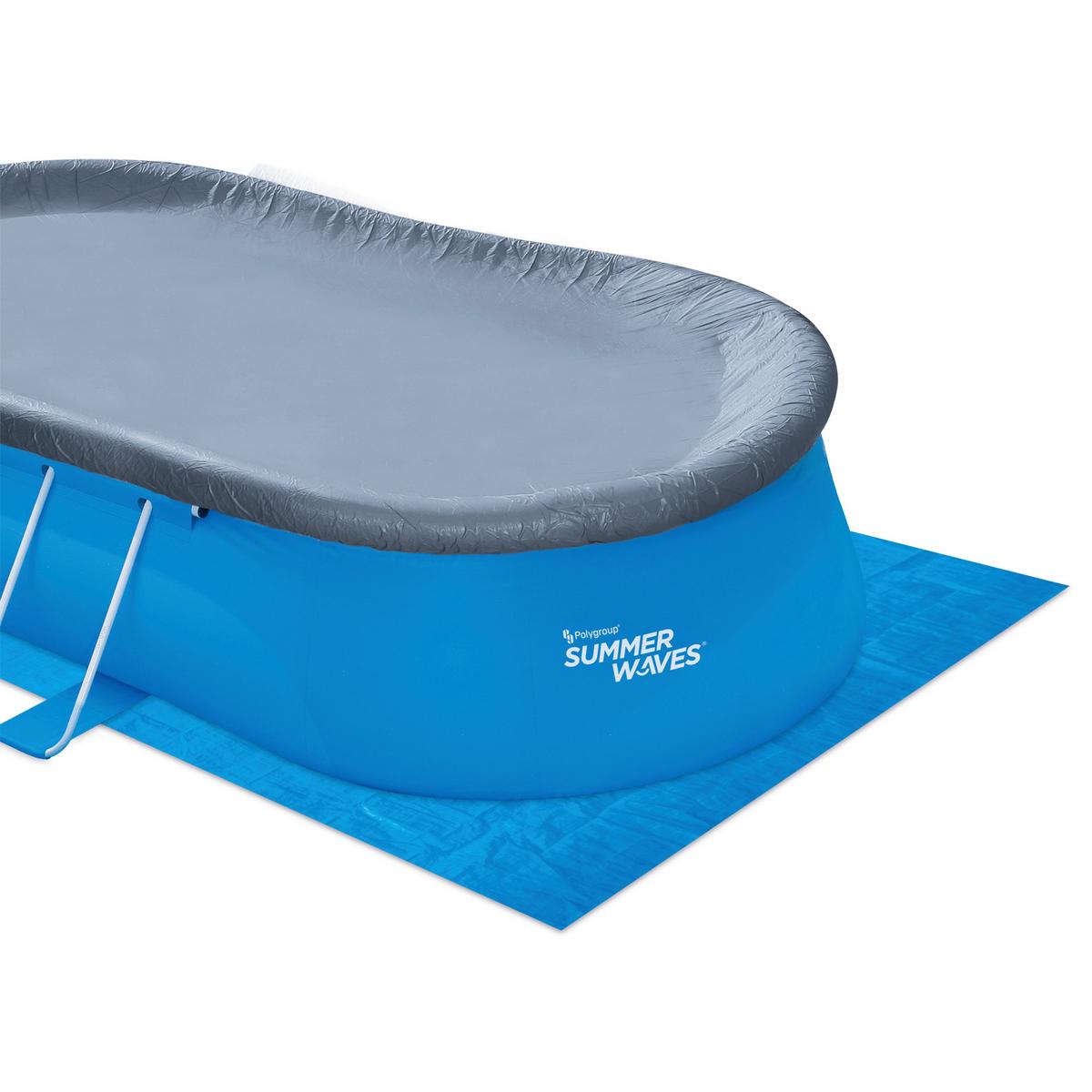 Aufstellpool Oval mit Leiter L: 457 cm - Blau, KONVENTIONELL, Kunststoff (457/305/107cm)
