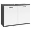 Waschbeckenunterschrank Nebraska B: 80cm Anthrazit - Chromfarben/Weiß Hochglanz, MODERN, Holzwerkstoff (80/59/31,5cm) - MID.YOU