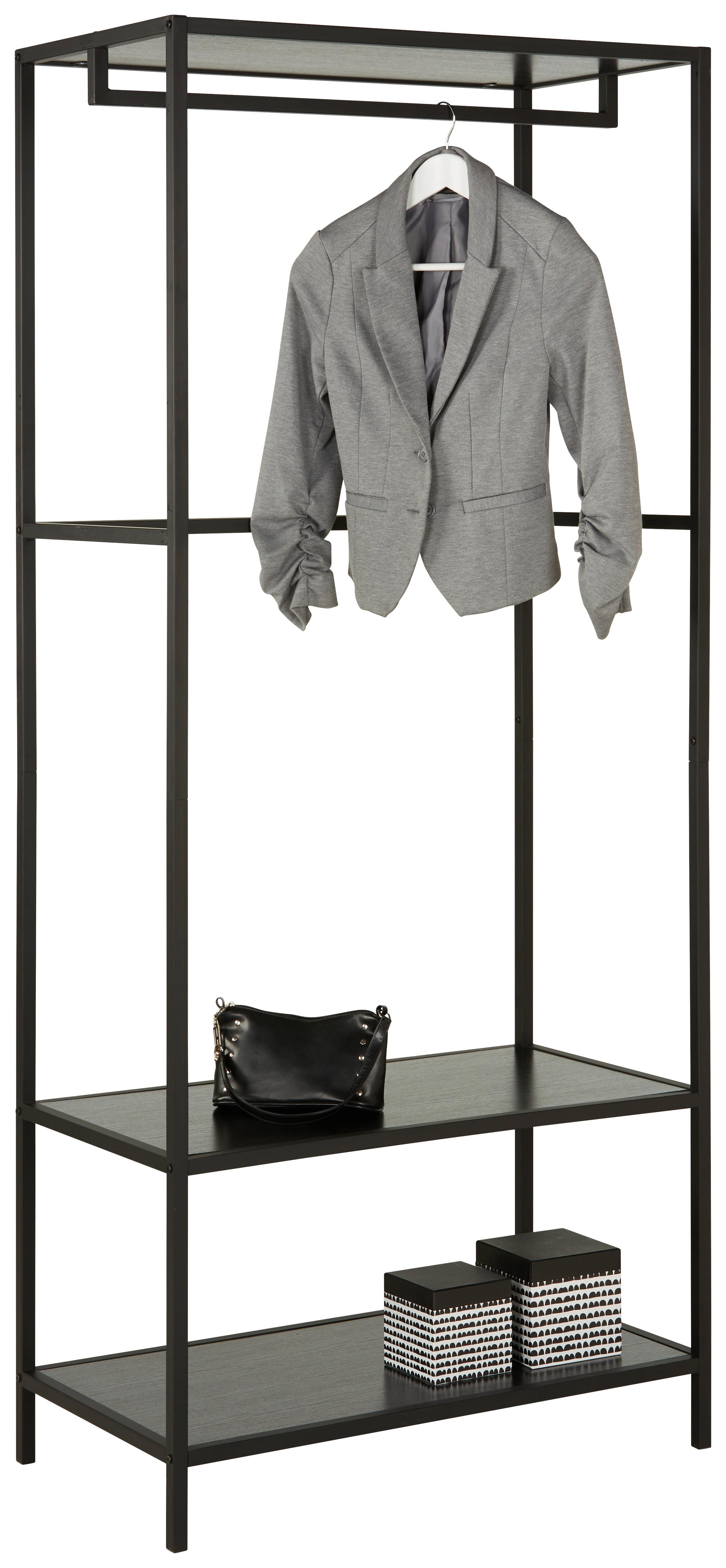 Šatní stojan černá - černá, Moderní, kov/kompozitní dřevo (80/185/44cm) - Mömax