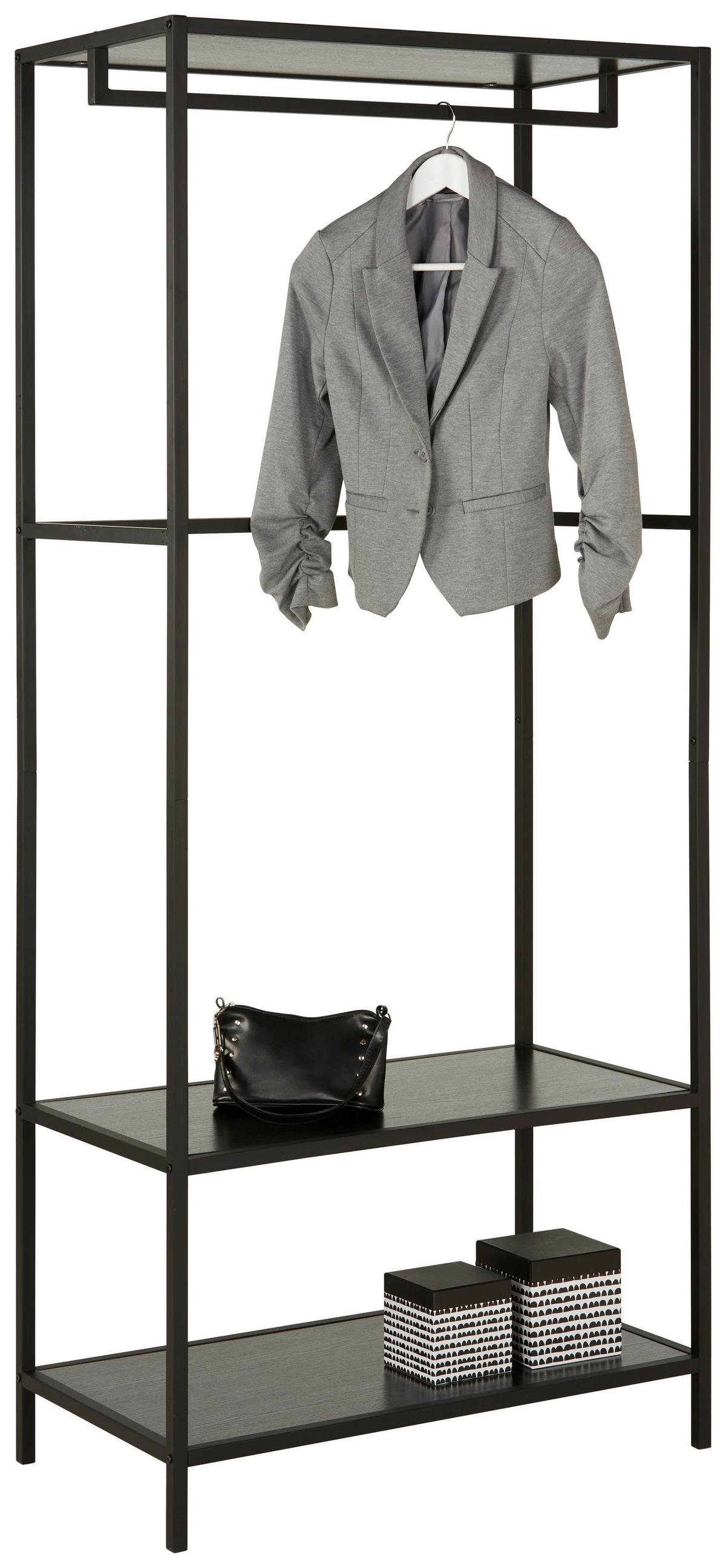 Vešiak na odevy čierna - čierna, Modern, kov/kompozitné drevo (80/185/44cm) - Mömax