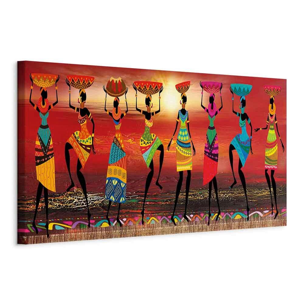 MALBA NA PLÁTNĚ AFRICAN WOMEN DANCING - vícebarevná, Basics, dřevo/textil (120/40/1,2cm) - artgeist