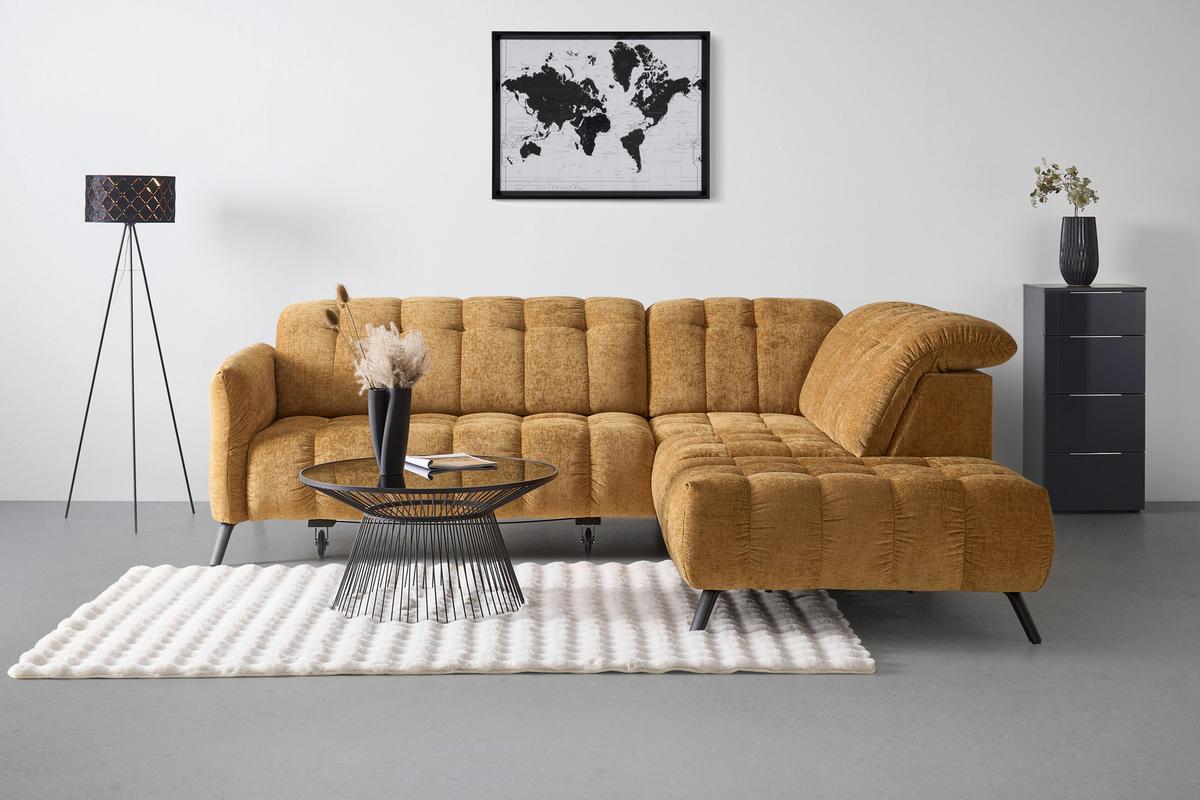 Rohová sedačka NEW YORK, pravá, bronzová tkanina NILE - černá/bronzová, Moderní, kov/kompozitní dřevo (261/87-104/288cm) - Premium Living