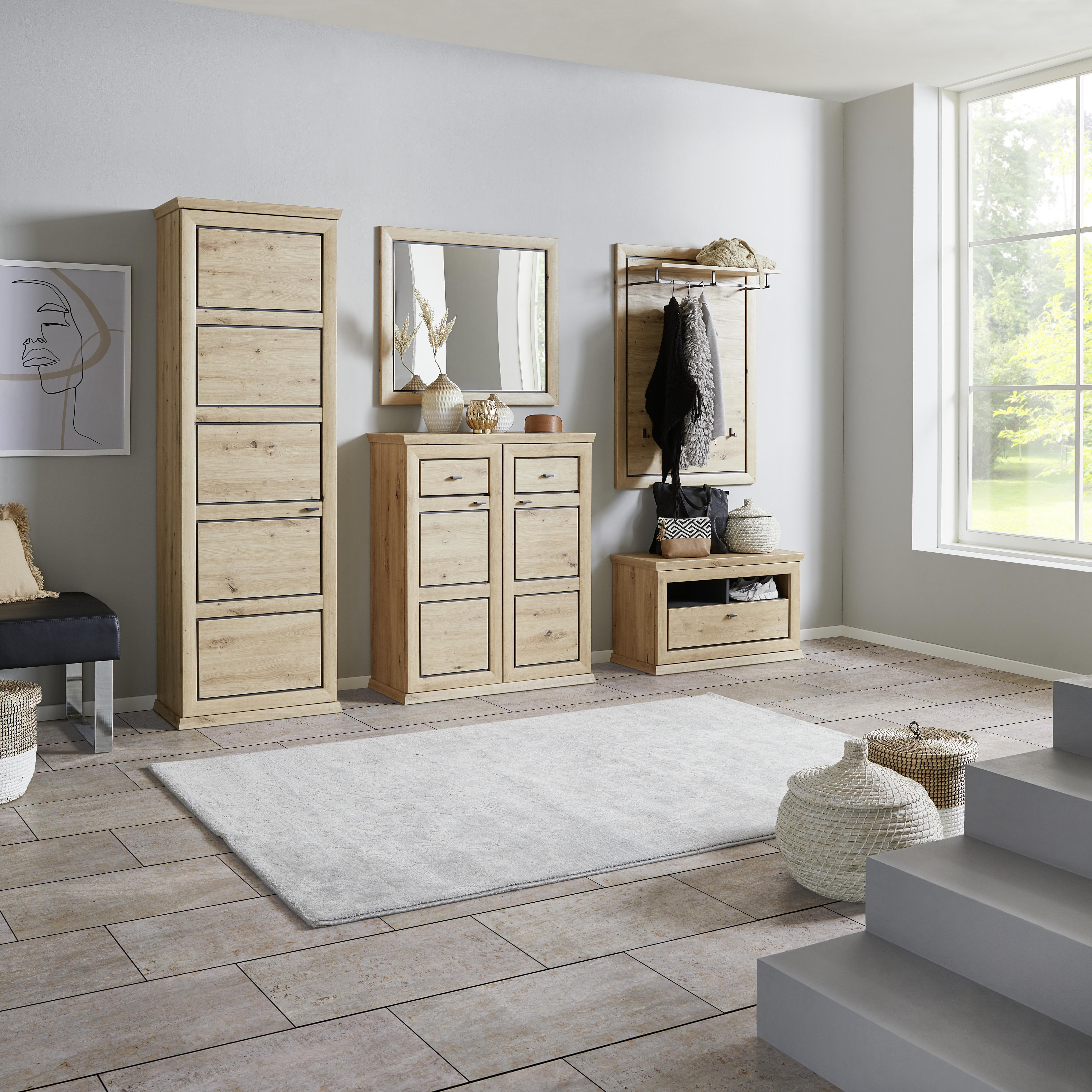 Garderobenpaneel Harvey Eiche Dekor Hutablage B: 82 cm - Eichefarben/Anthrazit, LIFESTYLE, Holzwerkstoff (82/115/30cm)