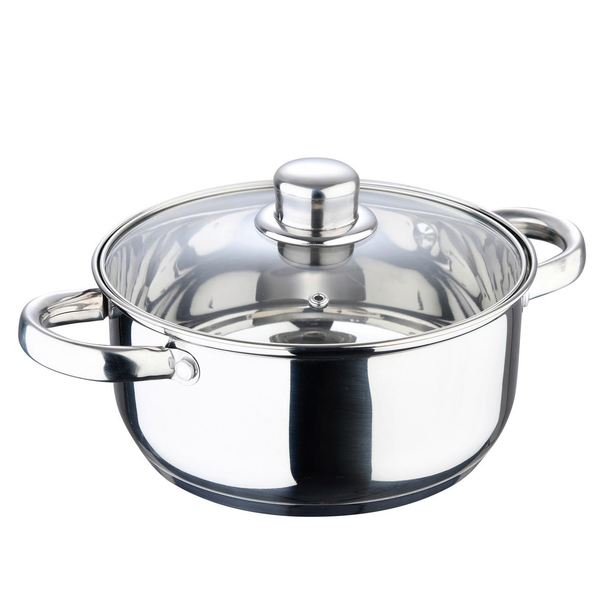 Kochtopfset Edelstahl 9-Teilig - Edelstahlfarben/Transparent, Basics, Metall (27,5/48,5/20,5cm)