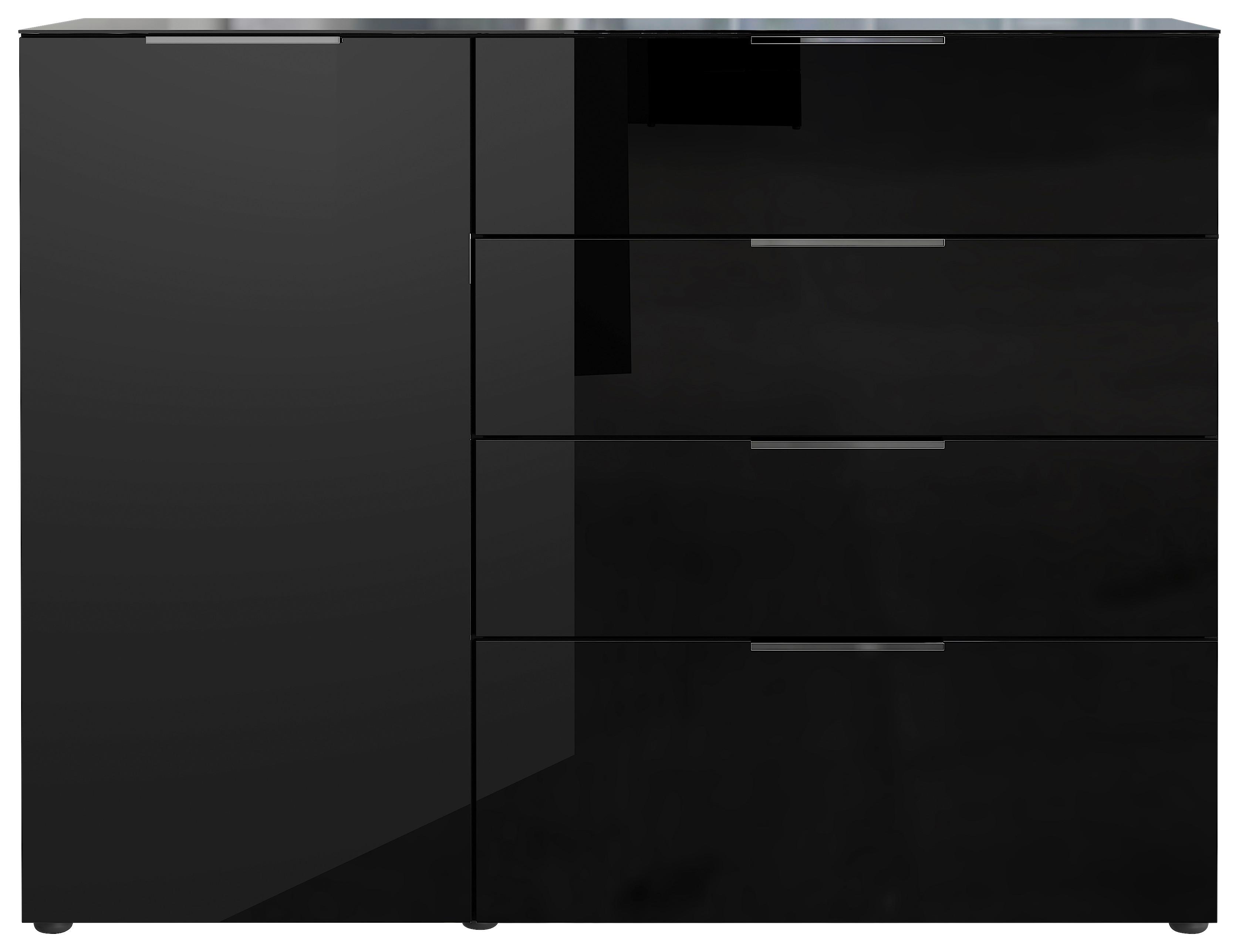 Sideboard mit Glasfronten B: 134 cm GW-Oakland, Schwarz - Schwarz, KONVENTIONELL, Glas/Holzwerkstoff (134/102/42cm) - Germania