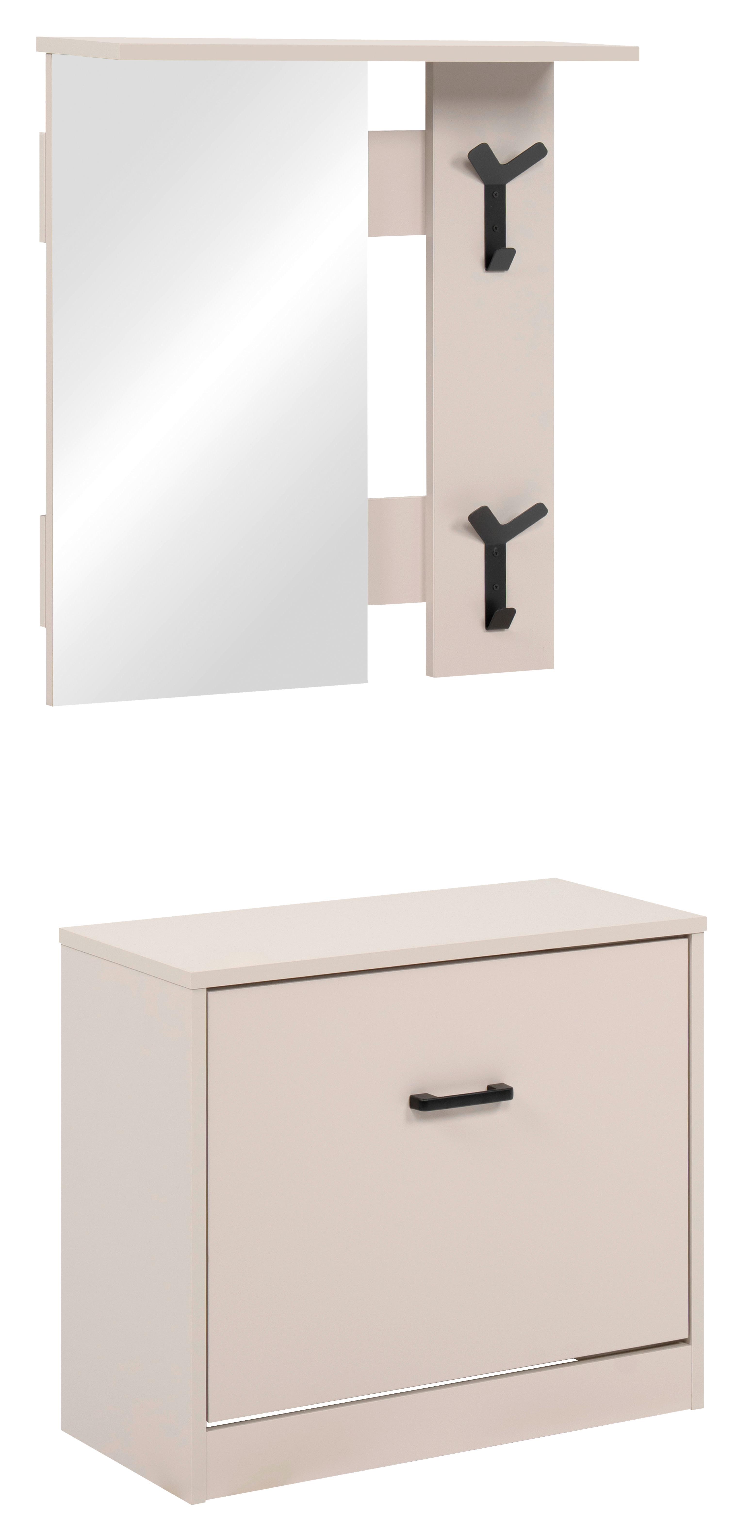 Garderobe Limone Beige B: 56cm - Beige, Design, Glas/Holzwerkstoff (56/180/24,5cm)