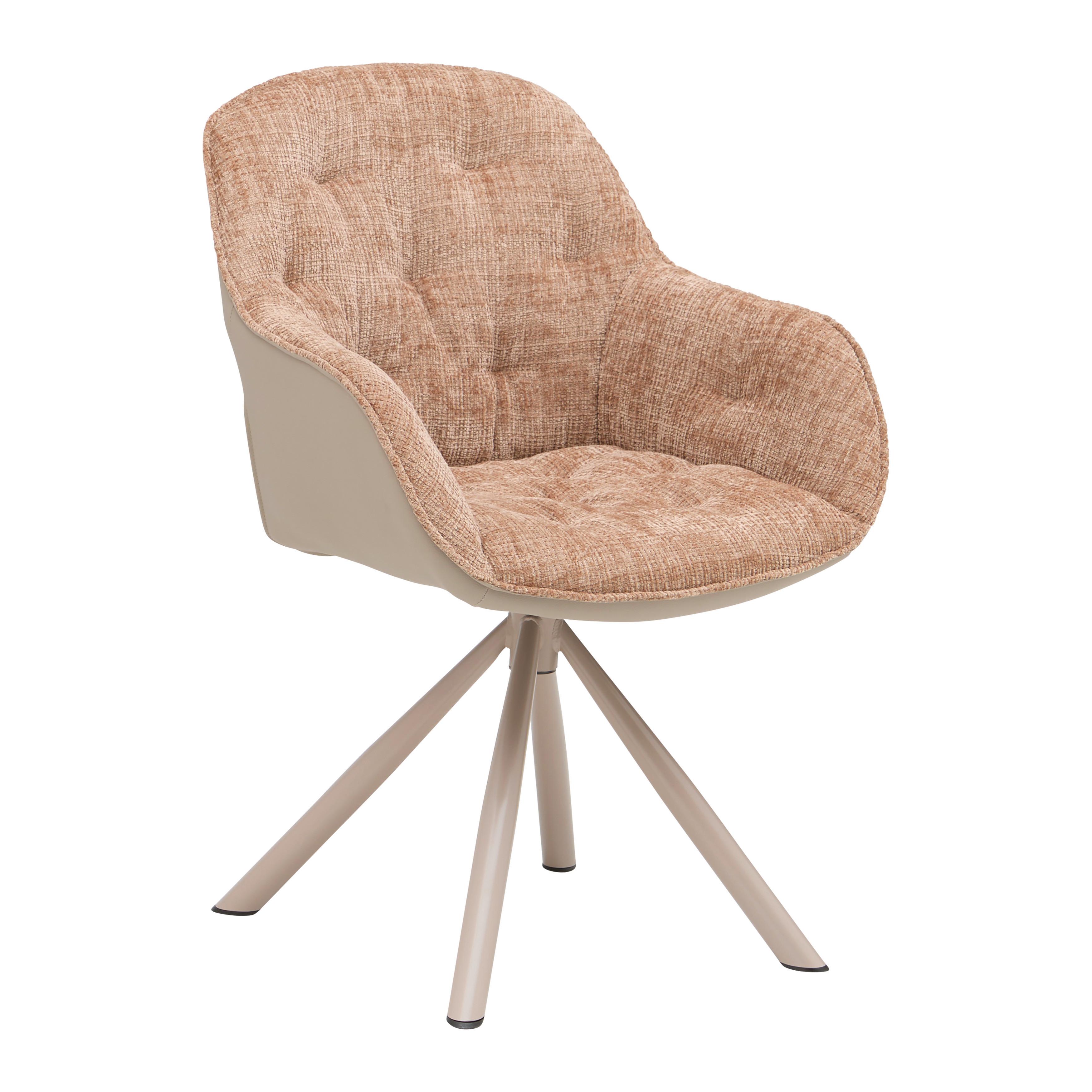 Stolička s podrúčkami EILEEN hnedá/sivá/béžová - hnedá/sivá, Modern, kov/textil (62/85/62cm) - Mömax