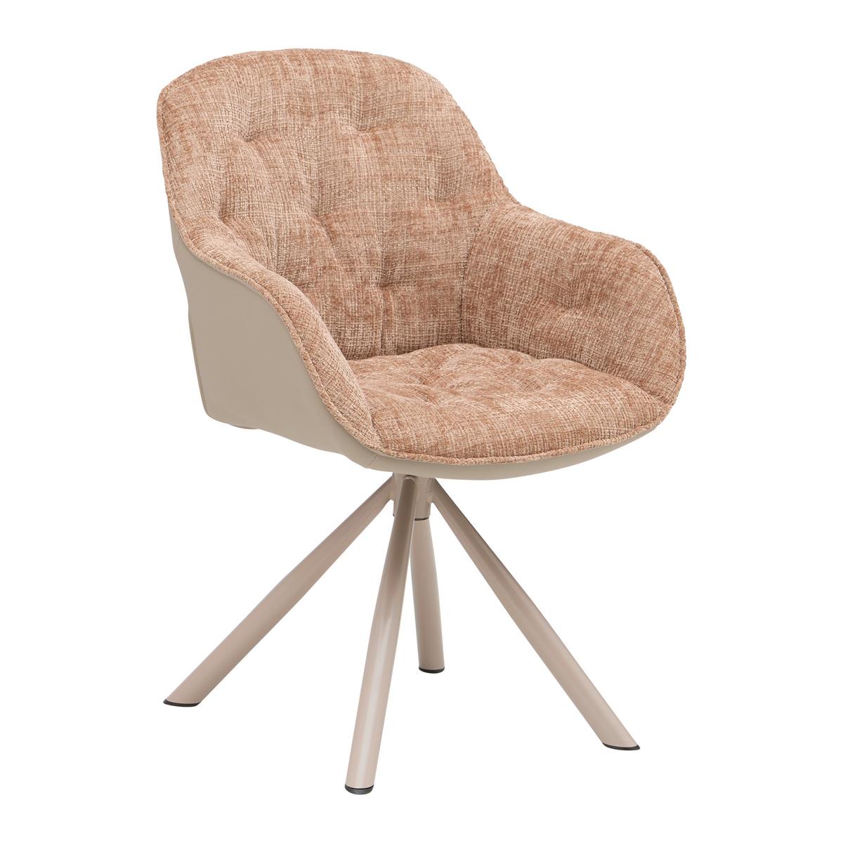 Stolička s podrúčkami EILEEN hnedá/sivá/béžová - hnedá/sivá, Modern, kov/textil (62/85/62cm) - Mömax