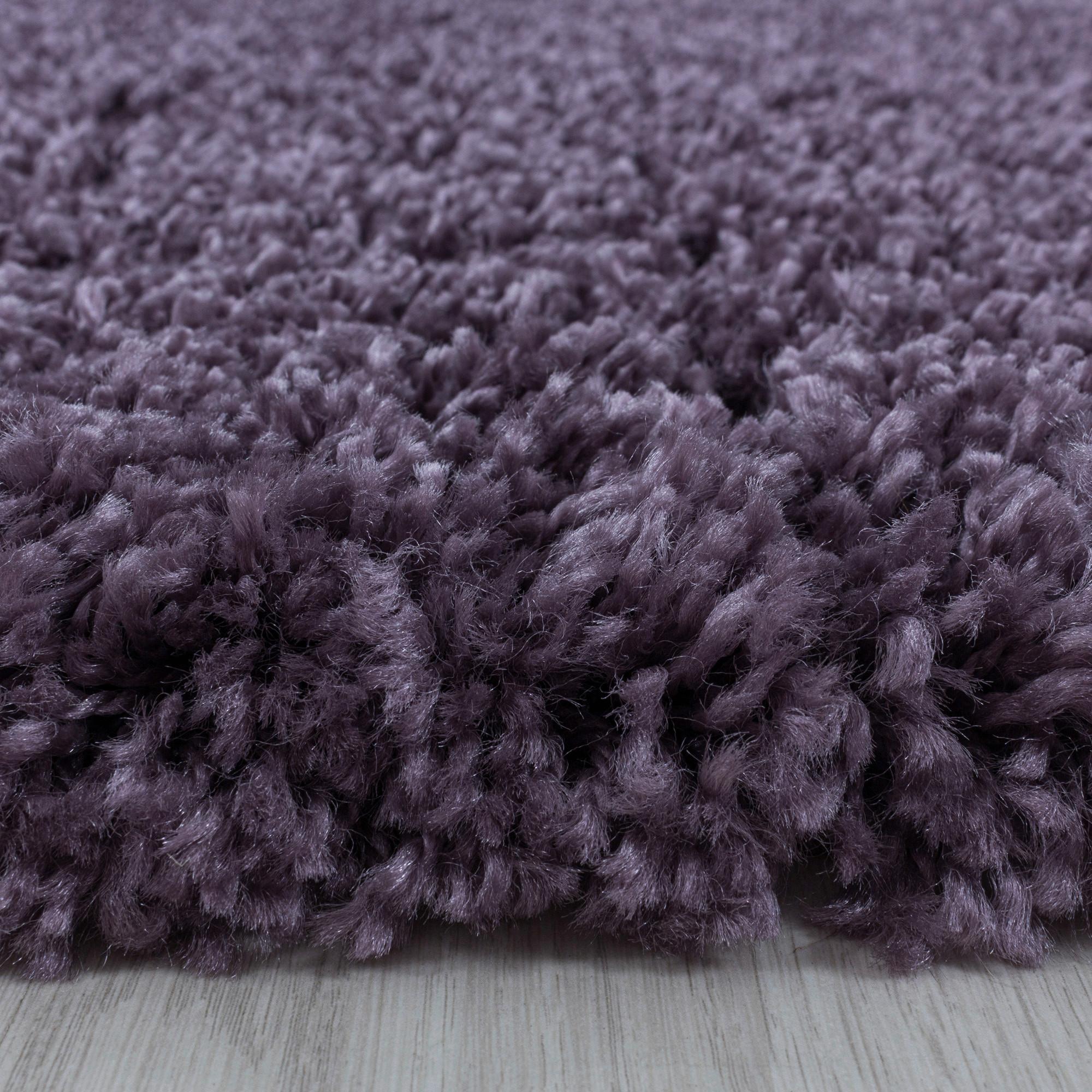 Hochflor Teppich Violett Naturfaser Sydney Ø 120 cm - Violett, Basics, Textil (120cm)