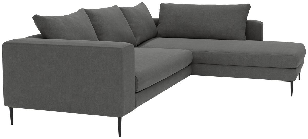 Ecksofa Aurora Ii - Dunkelgrau/Schwarz, MODERN, Textil (295/210cm) - Trendmanufaktur