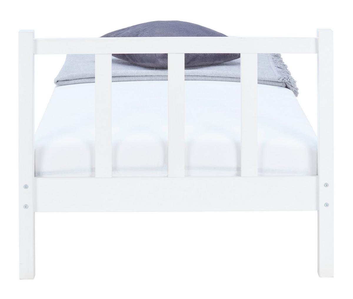 Massivholzbett Maren Ohne Lattenrost 90x200cm Weiß - Weiß, Basics, Holz (90/200cm)