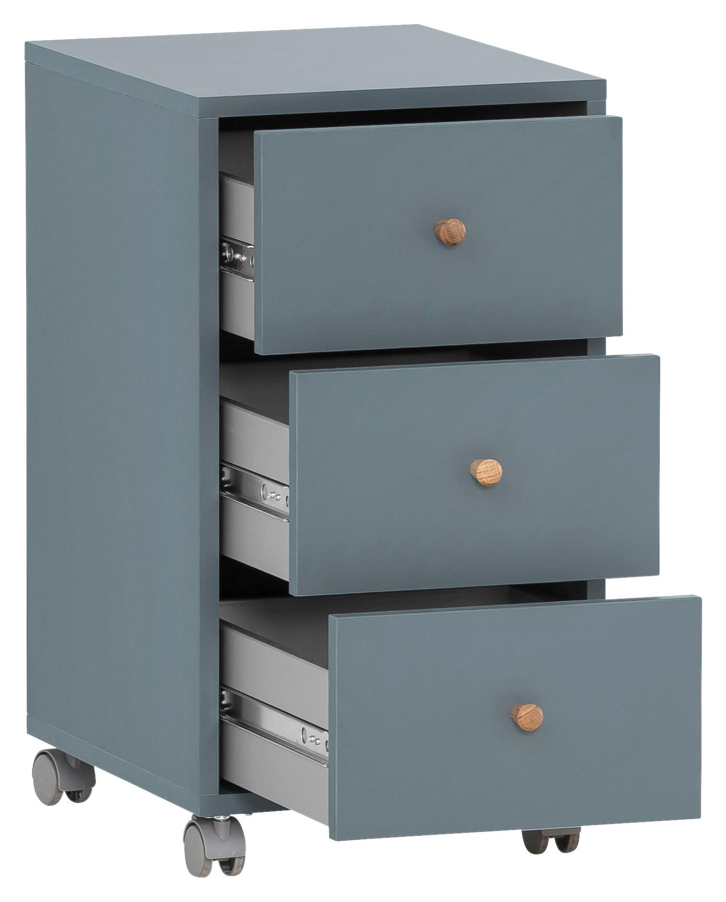 Rollcontainer Blau 32,6x59,7x39,1 cm - Blau, MODERN, Holzwerkstoff/Kunststoff (32,6/59,7/39,1cm) - MID.YOU