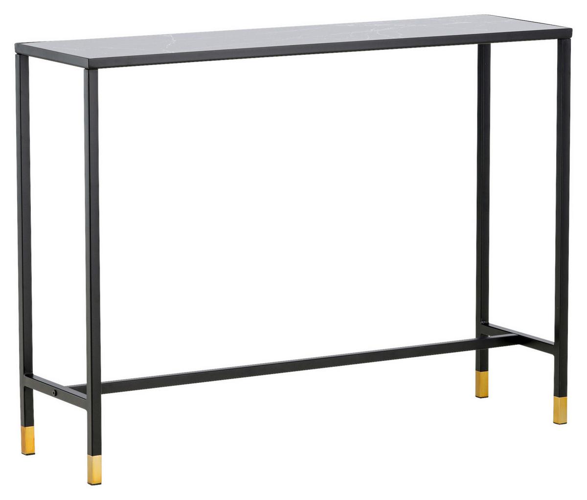 Beistelltisch Dipp - Messingfarben/Schwarz, Design, Glas/Metall (100/30/75cm) - Livetastic