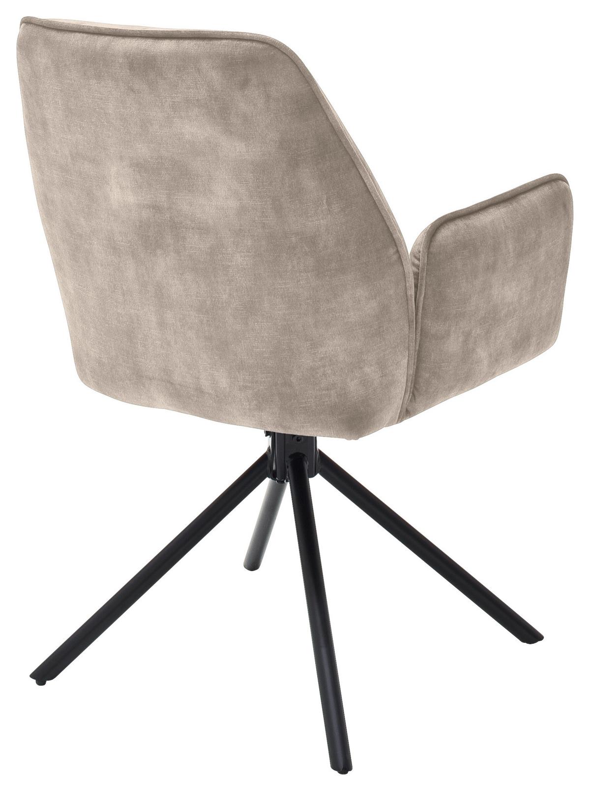 Židle s područkami Ottawa, krémová - černá/krémová, Moderní, kov/textil (60/89/64cm) - Premium Living