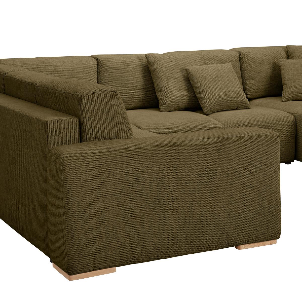 Wohnlandschaft Vouge Grün U: 283x371x208 Cm - Buchefarben/Schwarz, KONVENTIONELL, Textil (283/371/208cm) - Livetastic