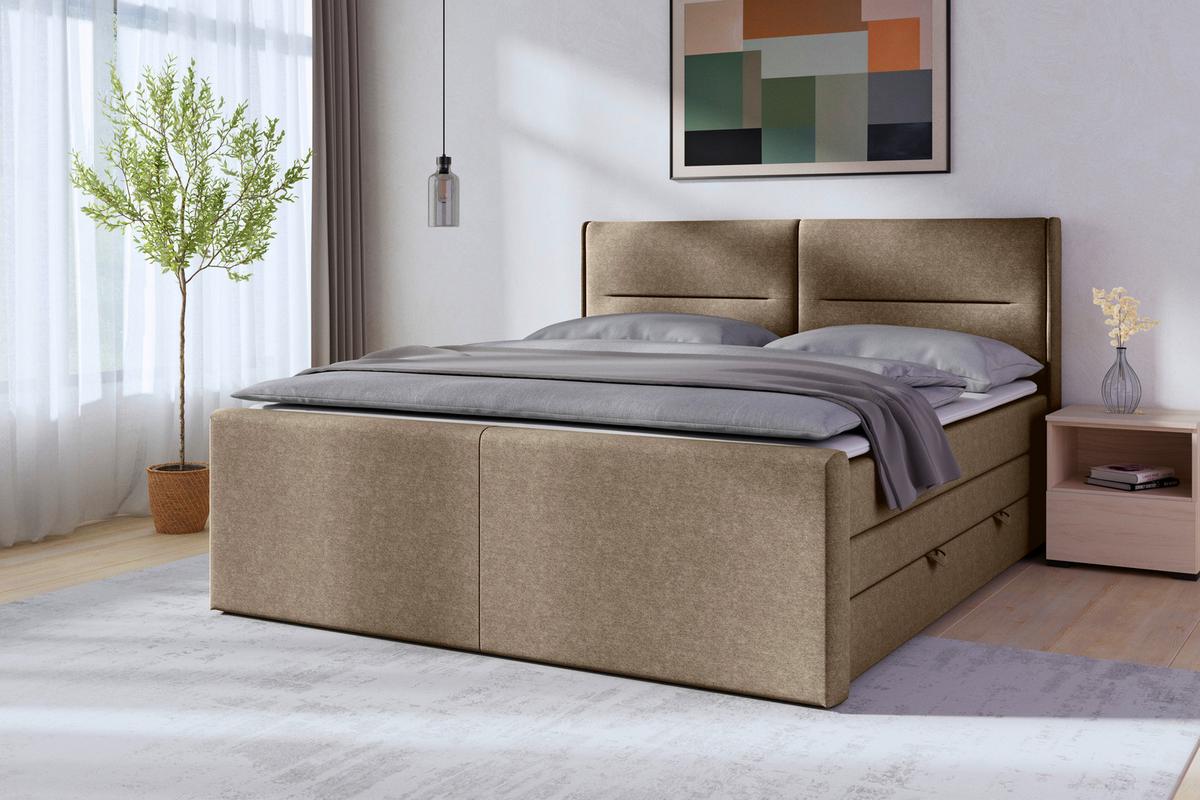 Boxspringbett mit Bettkasten Kyoto Beige 180x200 - Beige, MODERN, Holz/Kunststoff (180/200cm) - MID.YOU