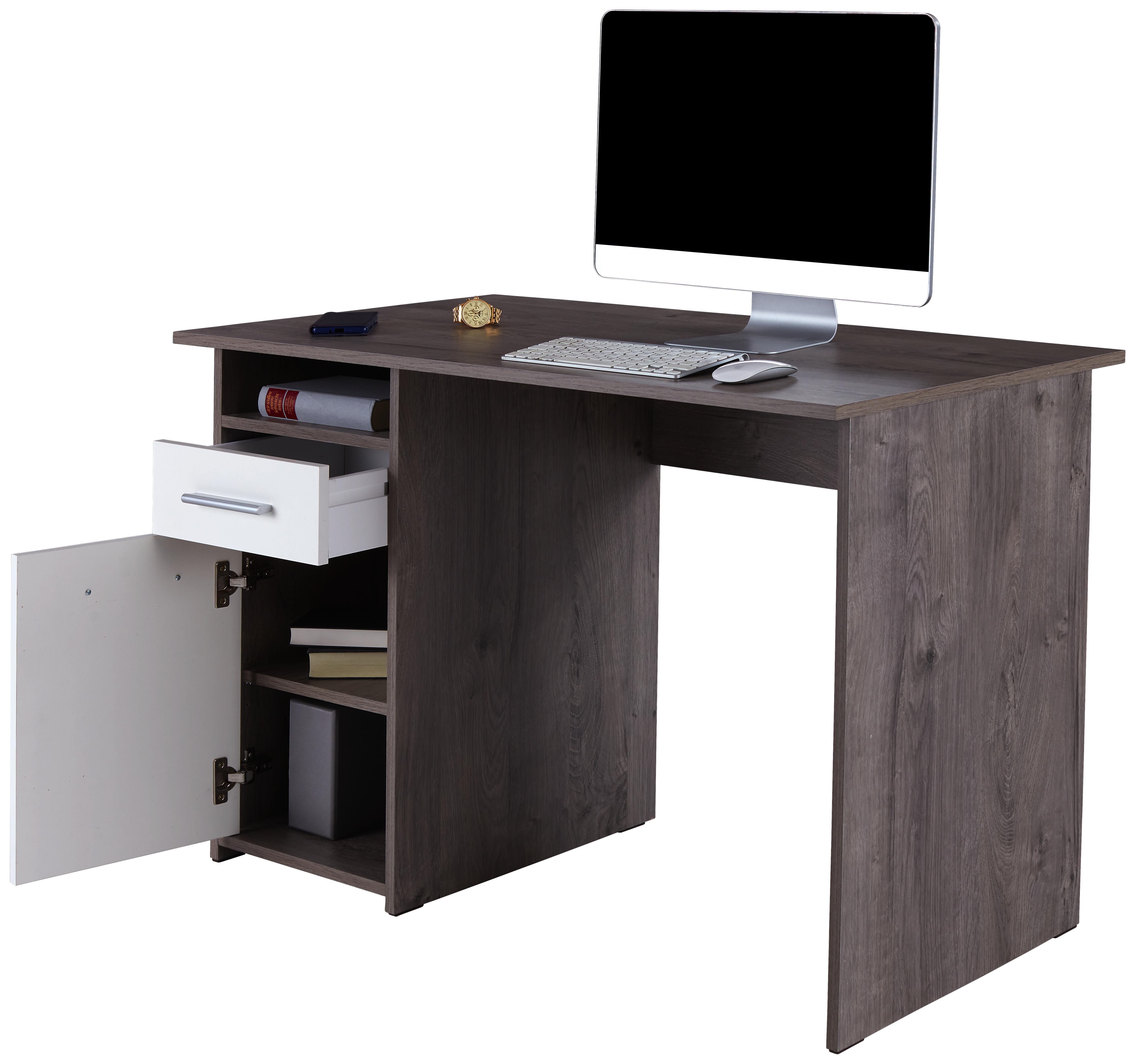 Schreibtisch in Weiß und Ribbeck Eiche