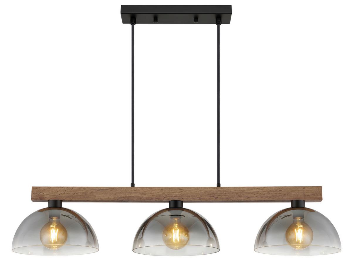 Hängeleuchte Exkl. 3xe27, 60w - Klar/Dunkelbraun, Design, Glas/Holz (114/30/120cm) - Globo