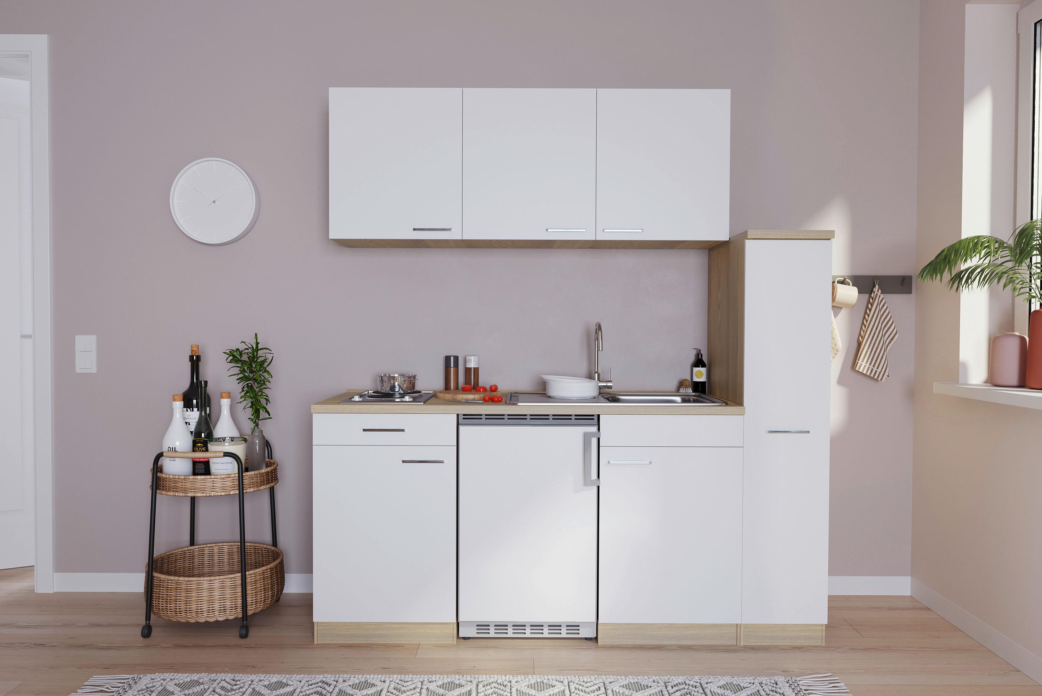 Küchenblock Luis Singleküche 180 cm - Eichefarben/Weiß, Basics, Holzwerkstoff (180cm) - Respekta