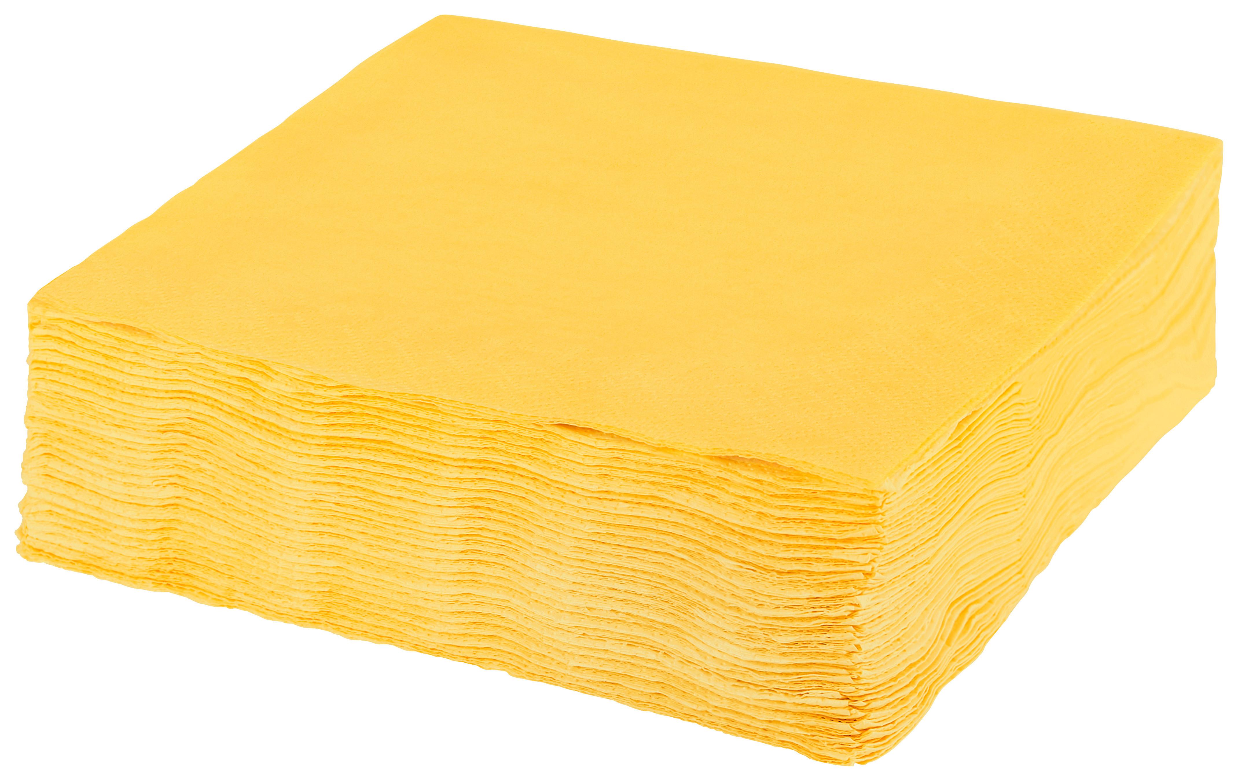Serviette Lavenia Einfarbig Currygelb, 50 Stk., 33x33 cm - Currygelb, MODERN, Papier (33/33cm) - Luca Bessoni