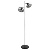 Stehlampe Schwarz Mit Fußschalter, Rauchglas - Schwarz/Grau, Design, Glas/Metall (48/25/150cm) - Globo