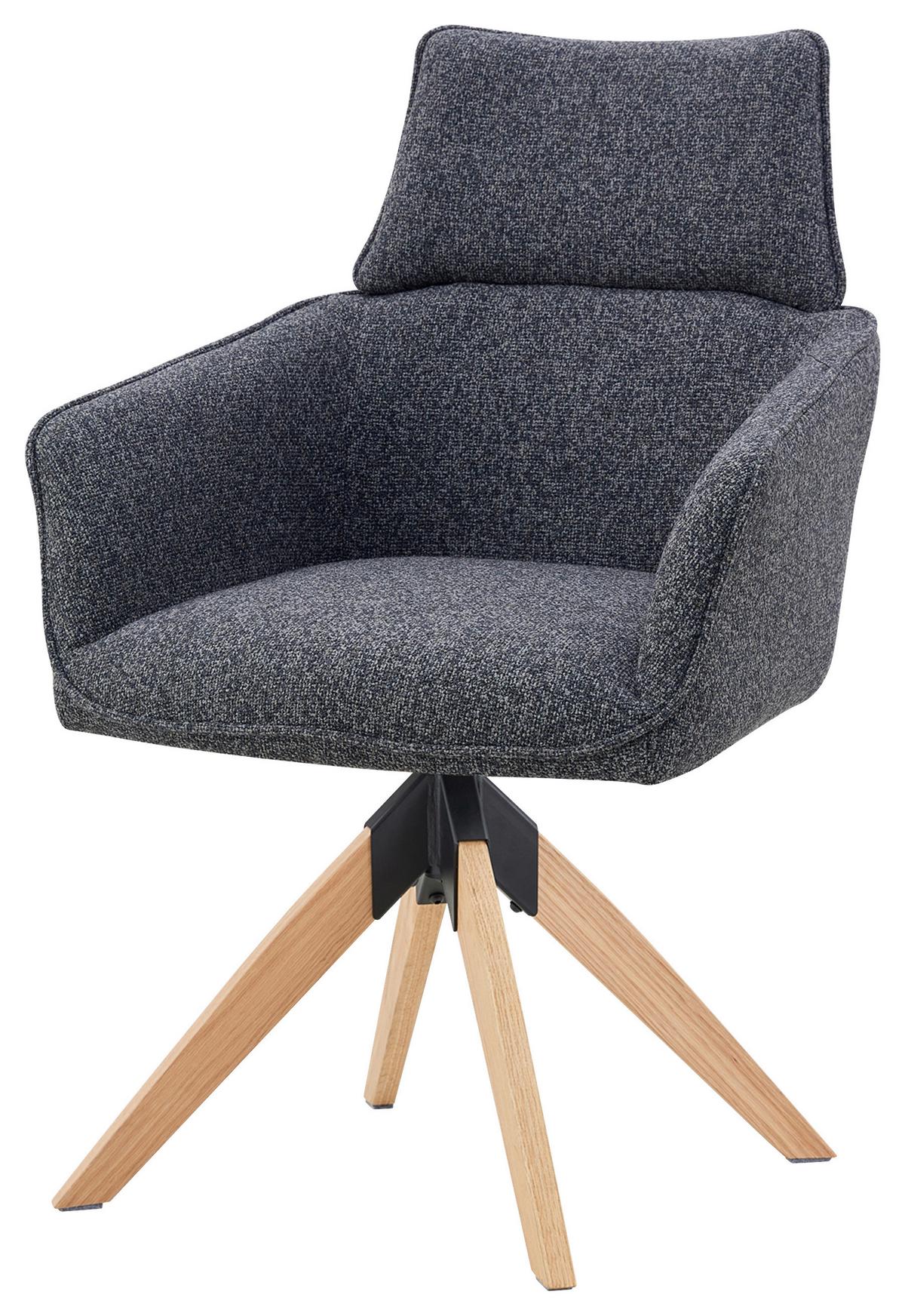 Armlehnstuhl Maris Webstoff anthrazit, B: 60 cm - Anthrazit/Naturfarben, KONVENTIONELL, Holz/Textil (60/94/67cm) - Livetastic