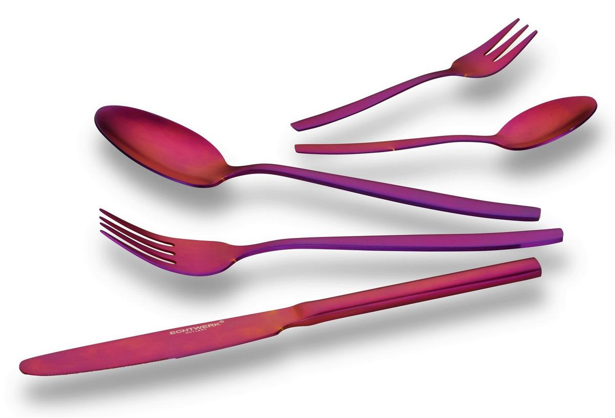 Besteckset Echtwerk Edelstahl 18/10, 30tlg. - Lila/Rot, Basics, Metall (1,22kg) - Echtwerk