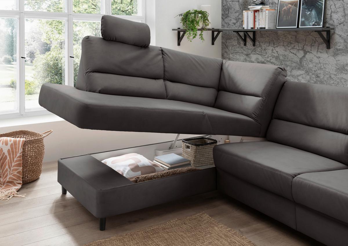 Ecksofa Cavoli Anthrazit S: 190x266 cm - Anthrazit/Schwarz, MODERN, Textil (190/266cm) - Livetastic