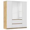 Drehtürenschrank Mainz Eiche Artisan B: 181 cm - Silberfarben/Weiß, Basics, Holzwerkstoff (181/210/54cm) - Rauch Möbel