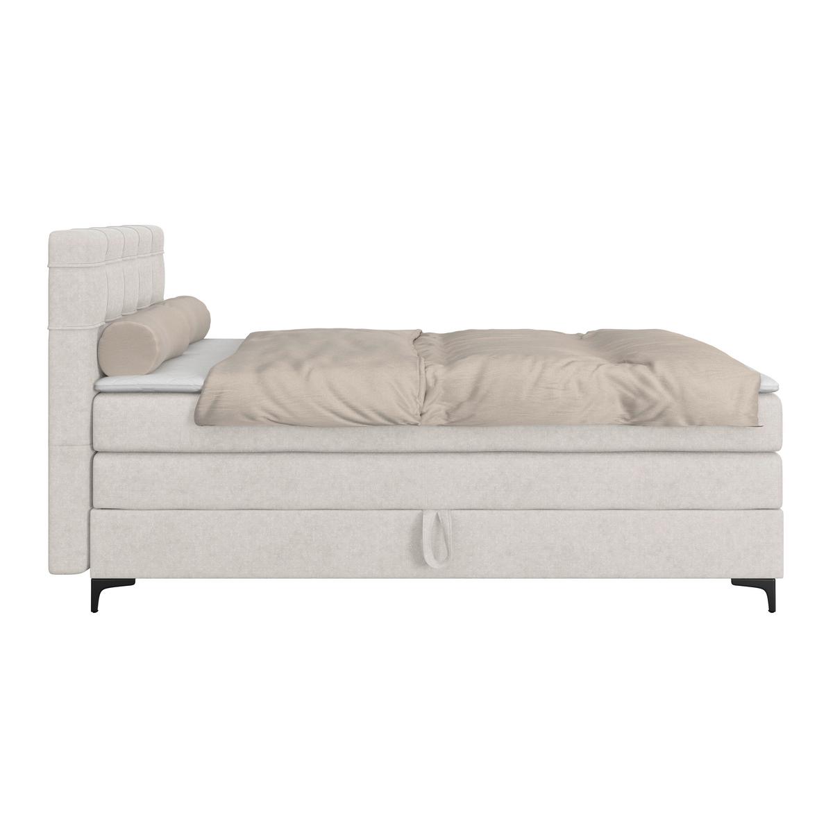 Boxspringbett MITTO Beige 200x200 cm - Beige/Schwarz, KONVENTIONELL, Textil/Metall (200/200cm)