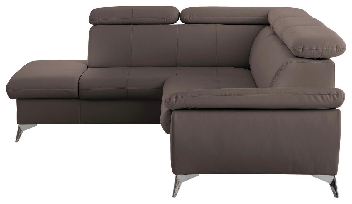 Ecksofa Mit Schlaffunktion Und Bettkasten Gisele Braun - Chromfarben/Braun, KONVENTIONELL, Textil (209/256cm) - Livetastic