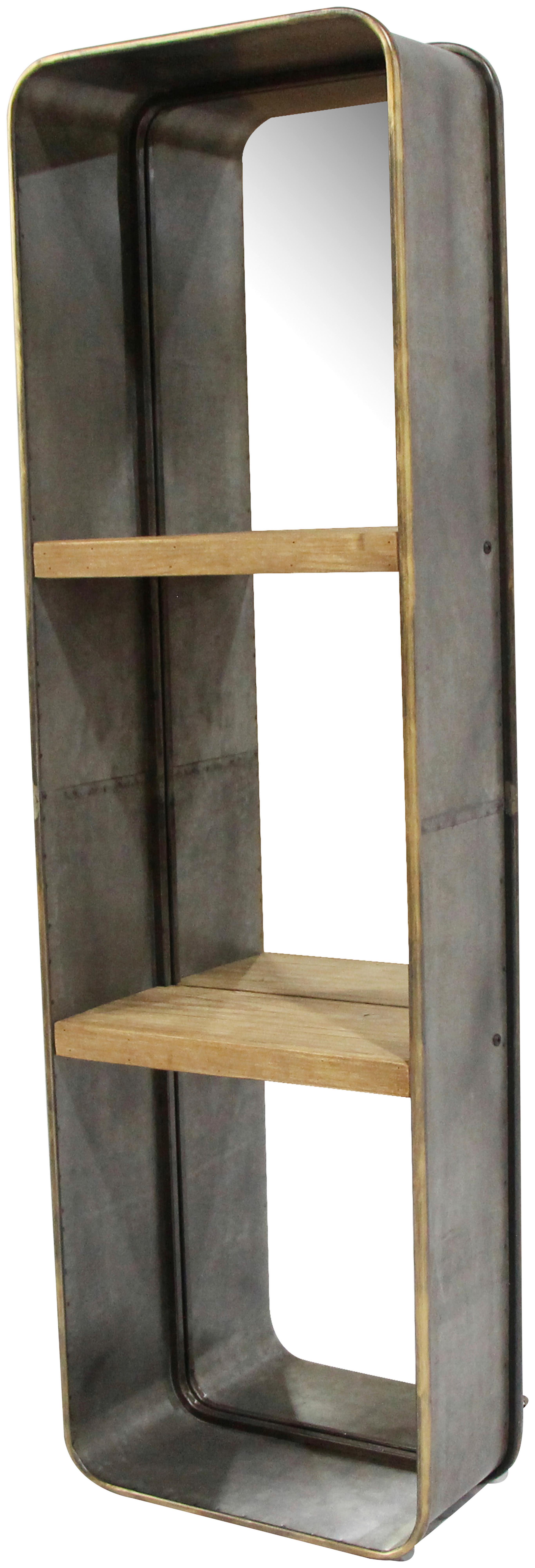 Wandspiegel Eckig Bxh: 18x120 Cm Metall/glas Mit Ablage - Messingfarben/Naturfarben, Basics, Glas/Holzwerkstoff (36/18/120cm)