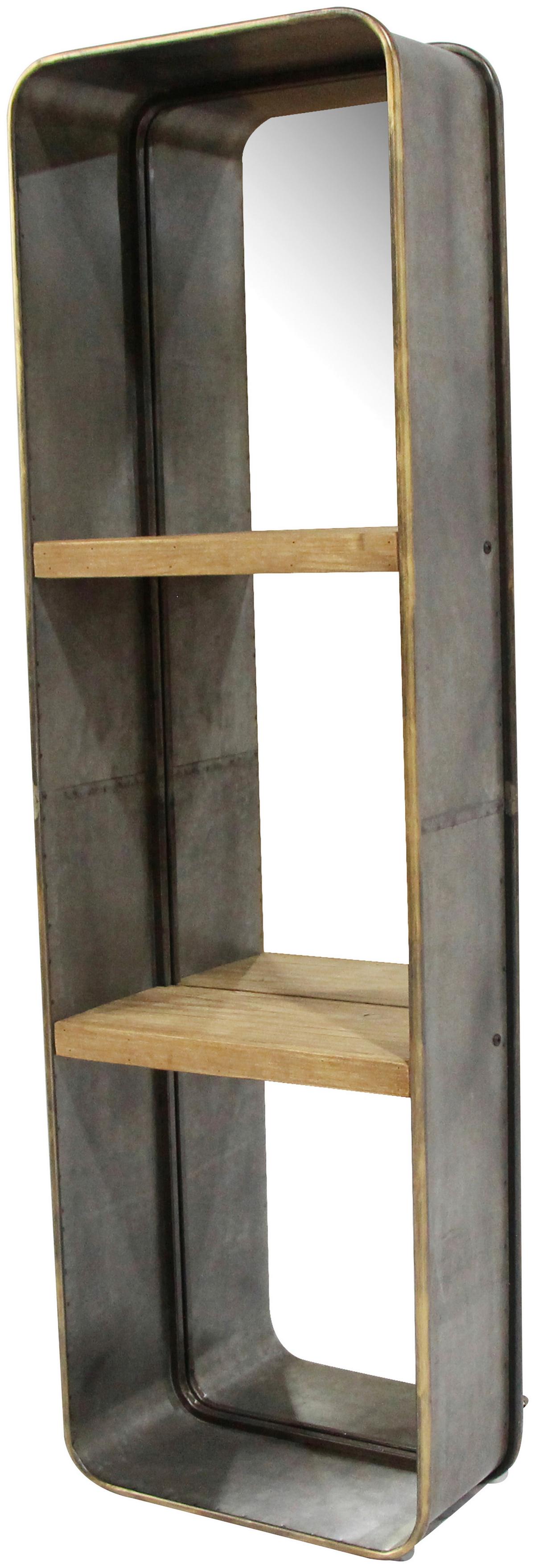 Wandspiegel Eckig Bxh: 18x120 Cm Metall/glas Mit Ablage - Messingfarben/Naturfarben, Basics, Glas/Holzwerkstoff (36/18/120cm)