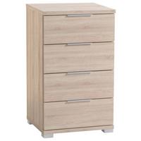 Nočný stolík dub Sonoma 4 zásuvky - farba duba/strieborná, Basics (46/79/42cm) - P & B