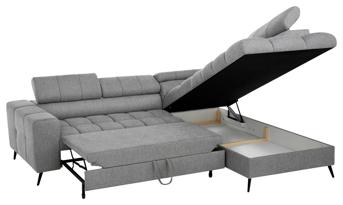 Sarokkanapé Vienna R Ecke - világosszürke/fekete, Trend, műanyag/textil (263/203cm)