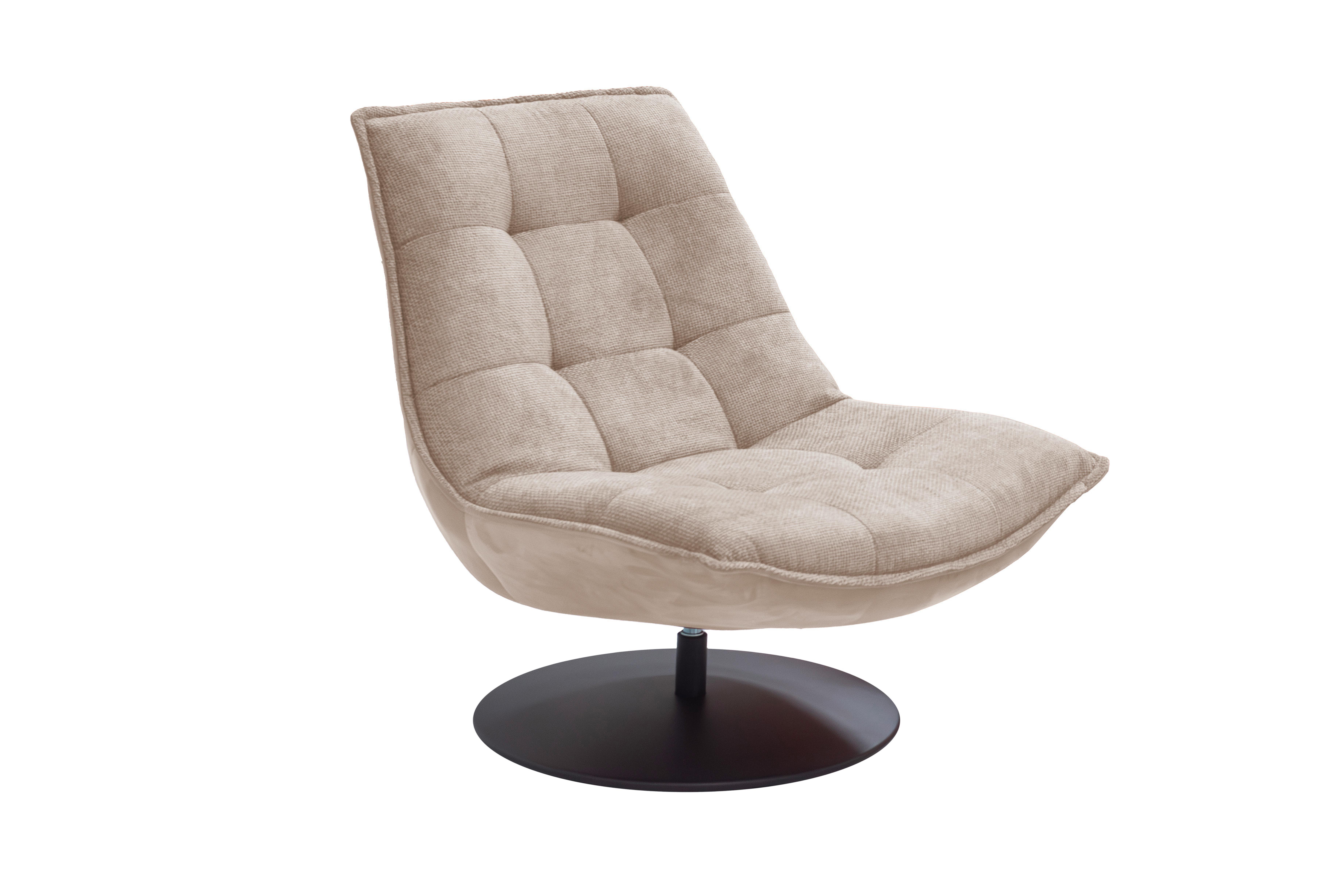 Sessel Zen Hellbraun B: 94 cm - Hellbraun/Schwarz, Design, Textil (94/97/106cm) - Livetastic