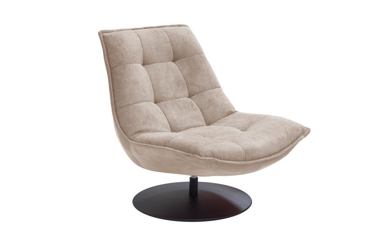 Sessel Zen Sandfarben B: 94 cm - Sandfarben/Schwarz, Design, Textil (94/97/106cm) - Livetastic