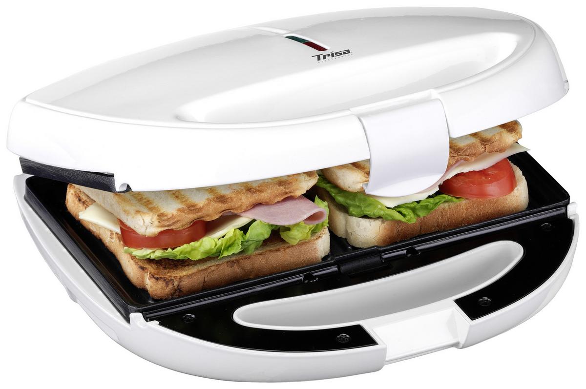 Toaster Tasty Snack Auch für  Waffeln und Zum Grillen - Weiß, KONVENTIONELL, Kunststoff (9,6/22/23,2cm) - Trisa Electronics