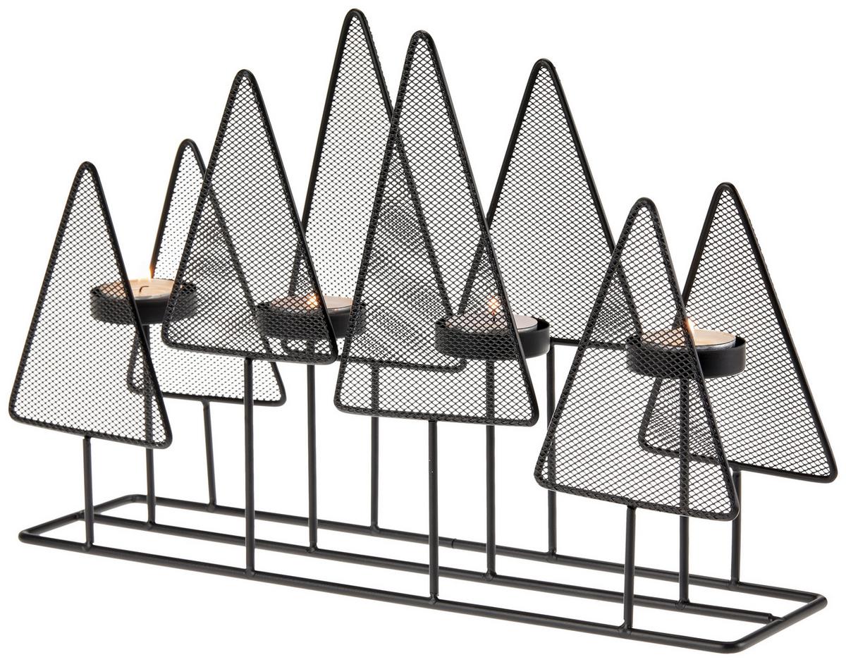 Teelichthalter Davut Metall Schwarz 4 Teelichter - Schwarz, KONVENTIONELL, Metall (39/9/23cm)