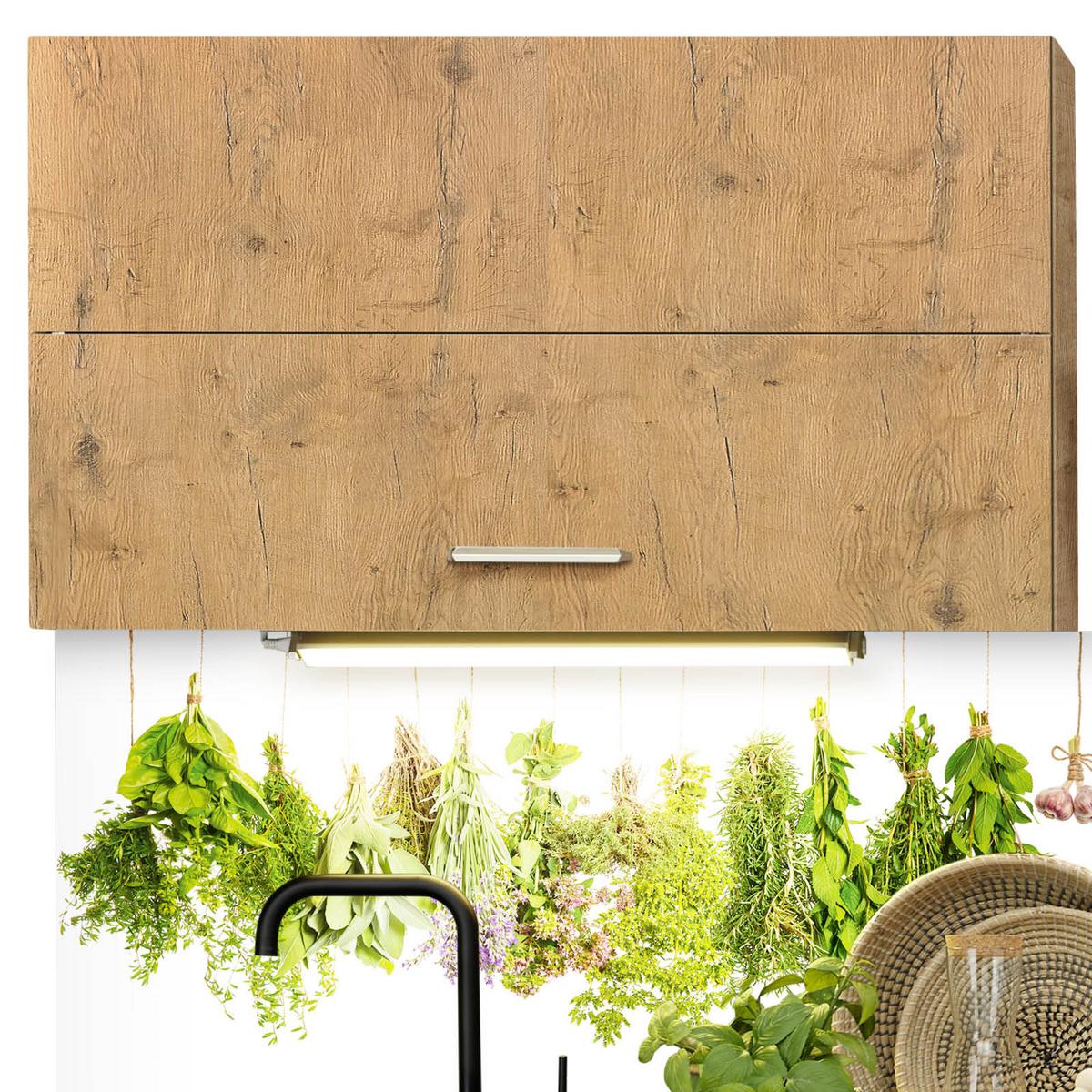 Küchenzeile Ip1200 mit Geräte B: 310 cm Terra Opal/Eiche - Eichefarben, Basics, Holzwerkstoff (310cm) - Impuls