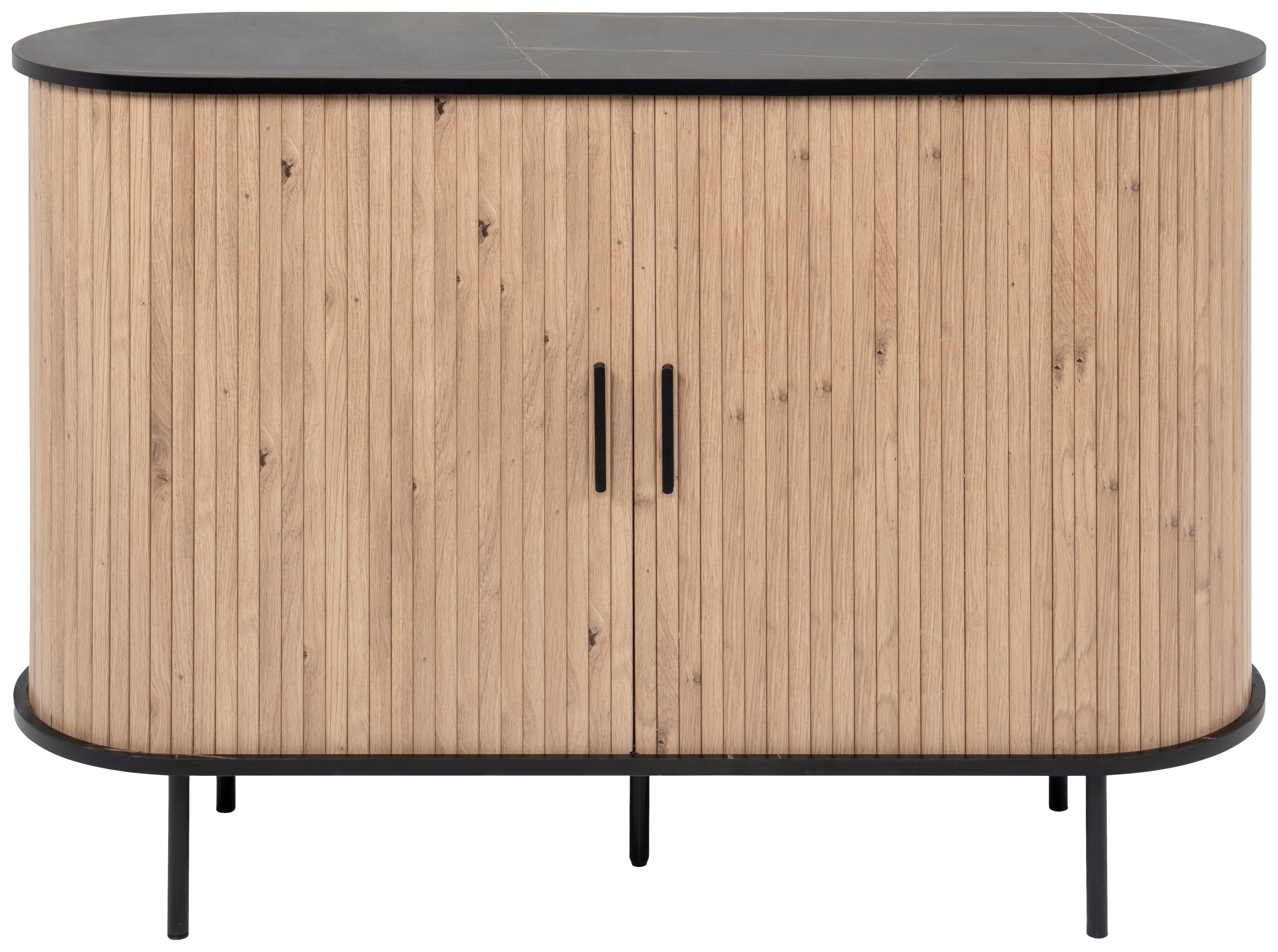 Sideboard Kajsa Schwarz/Artisan Dekor B: 120cm - Schwarz/Eiche Artisan, Trend, Holzwerkstoff (120/80/40cm)