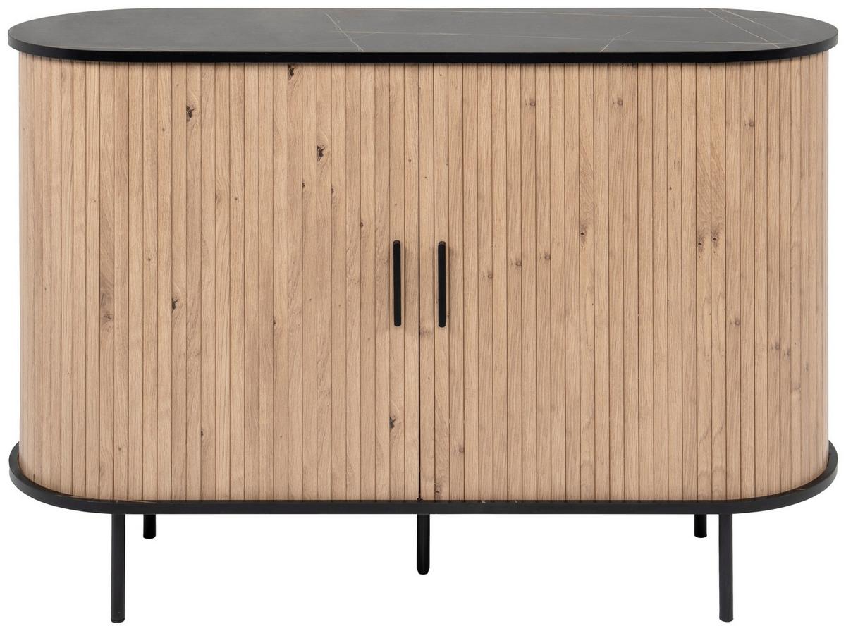 Sideboard Kajsa Schwarz/Artisan Dekor B: 120cm - Schwarz/Eiche Artisan, Trend, Holzwerkstoff (120/80/40cm)