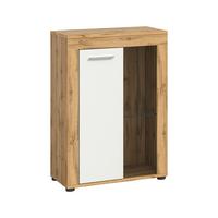 Vitrine Jam Weiß/eiche Dekor B: 86 Cm - Eiche Wotan/Schwarz, Design, Glas/Holzwerkstoff (86/60/35cm) - MID.YOU